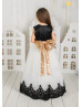 Black And Ivory Satin Tulle Flower Girl Dress